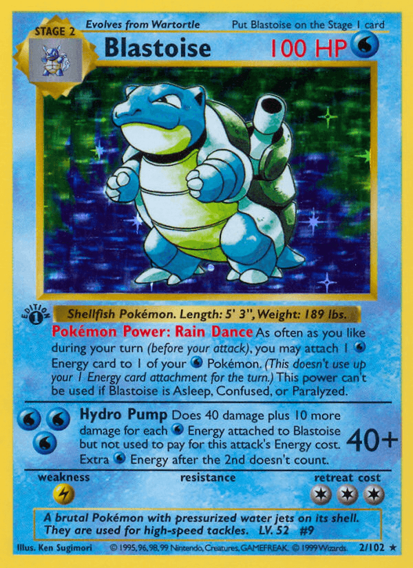 Blastoise 1st Edition Base Set Pokémon card