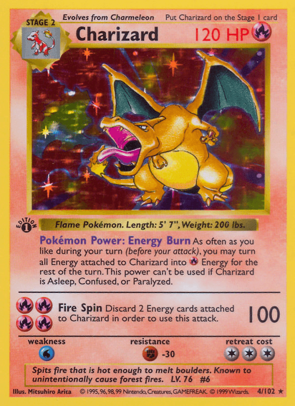 Charizard Shadowless Base Set Pokémon card